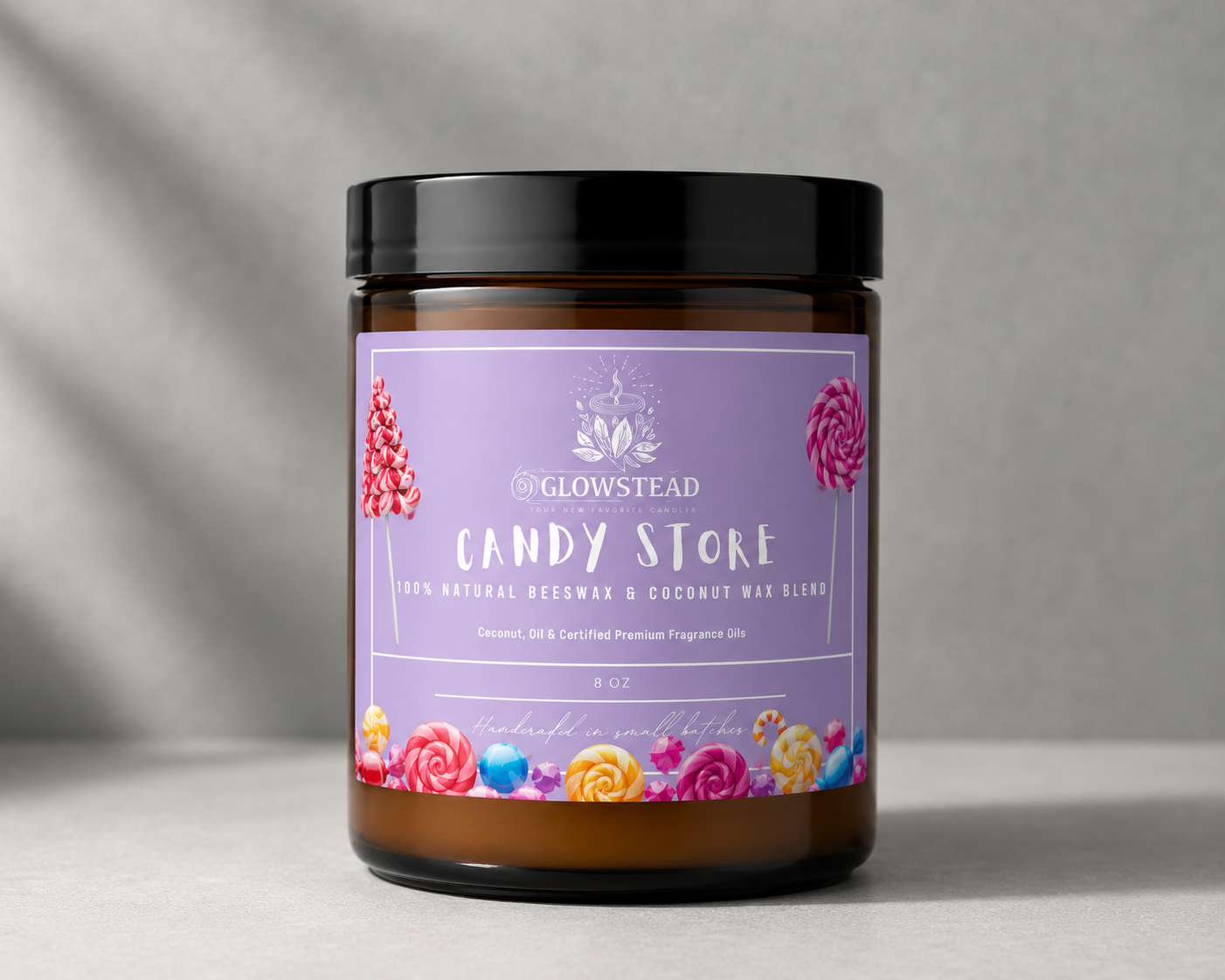 Candy Store Scented Candle – 8oz Single Wick | Hand-Poured Coconut & Beeswax
