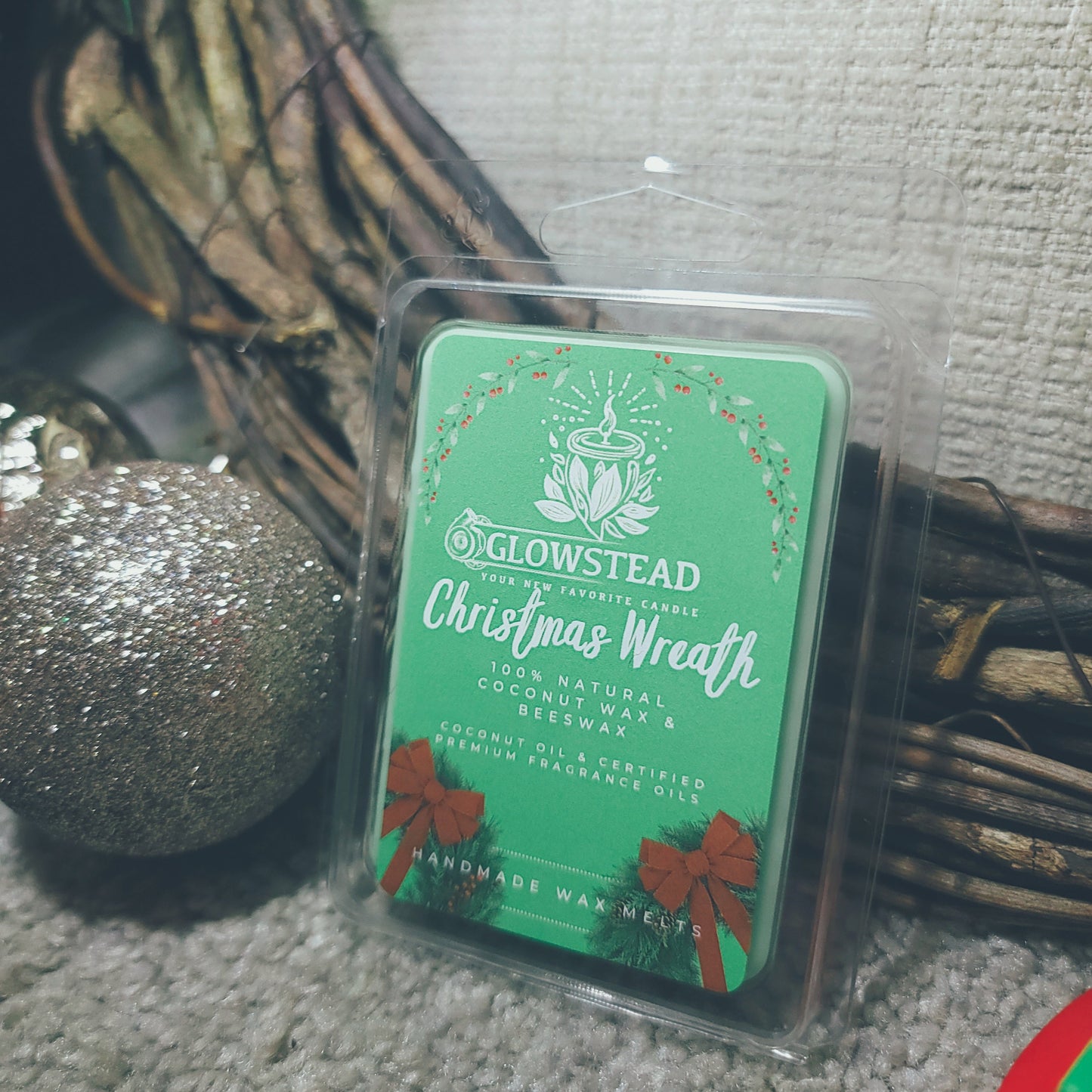 Christmas Wreath Scented Wax melts | Hand-Poured Coconut & Beeswax
