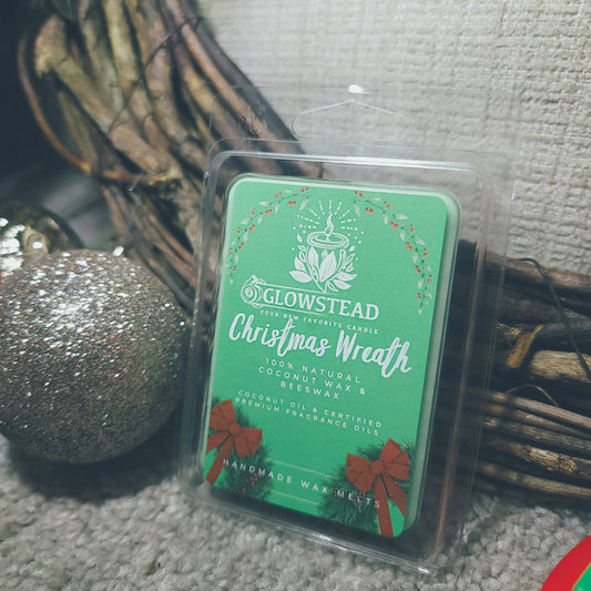 Christmas Wreath Scented Wax melts | Hand-Poured Coconut & Beeswax