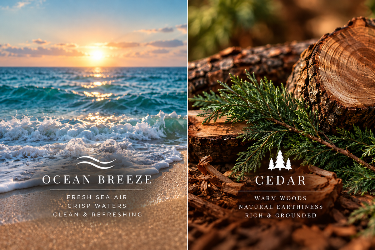 Ocean and Timber Scented Candle – 8oz Single Wick | Hand-Poured Coconut & Beeswax