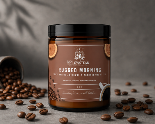 Rugged Morning Scented Candle – 8oz Single Wick | Hand-Poured Coconut & Beeswax
