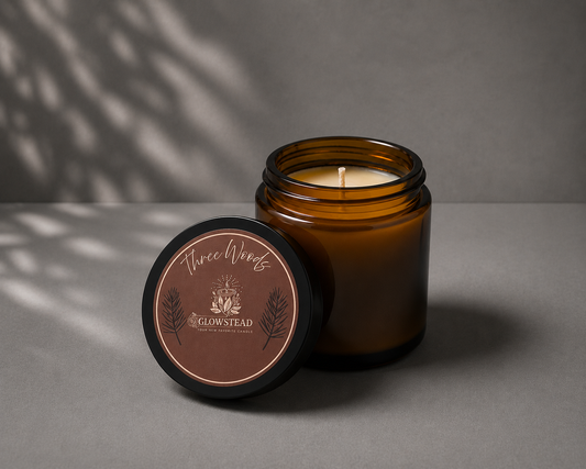 Three Woods Scented Candle- 4oz Single Wick | Hand-Poured Coconut & Beeswax