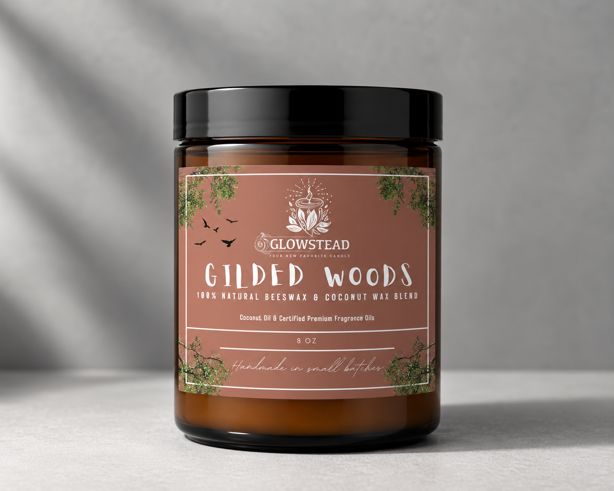 Gilded Woods Scented Candle- 8oz Single Wick | Hand-Poured Coconut & Beeswax
