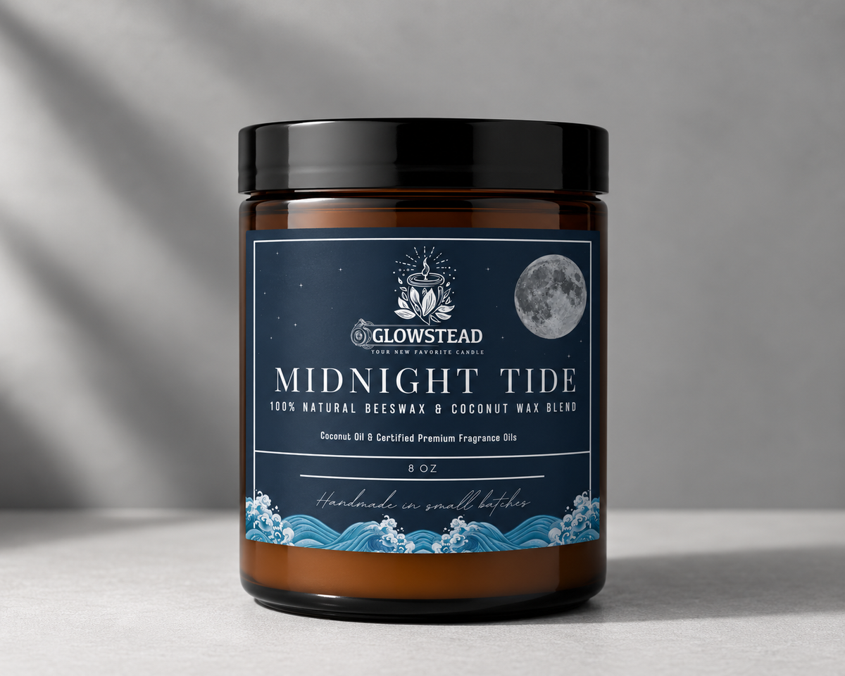 Midnight Tide Scented Candle- 8oz Single Wick | Hand-Poured Coconut & Beeswax