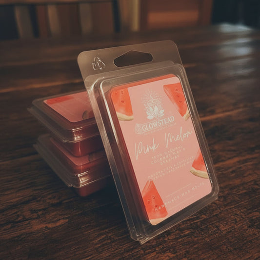 Bundle of 3 Pink Melon Scented Wax Melts | Hand-Poured Coconut & Beeswax