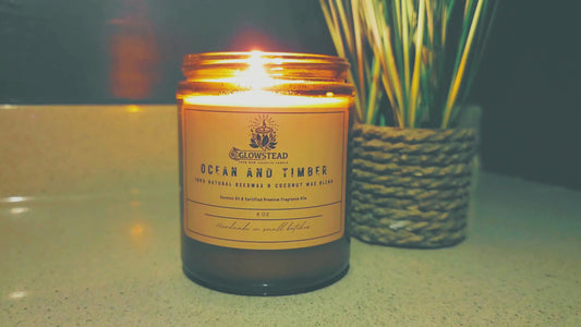 Ocean and Timber Scented Candle – 8oz Single Wick | Hand-Poured Coconut & Beeswax